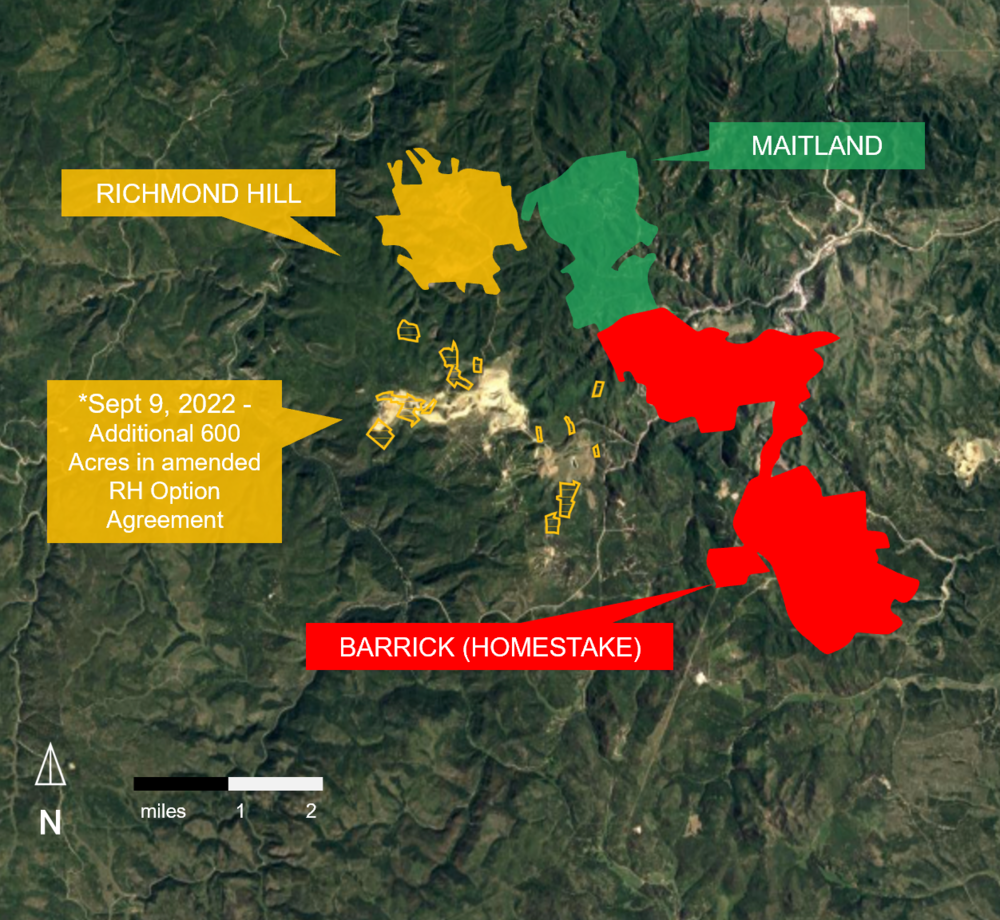 Map showing agreements with Barrick Gold Corporation